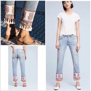 Anthropologie Pilcro Hyphen Midrise Boyfriend Fringe Jeans